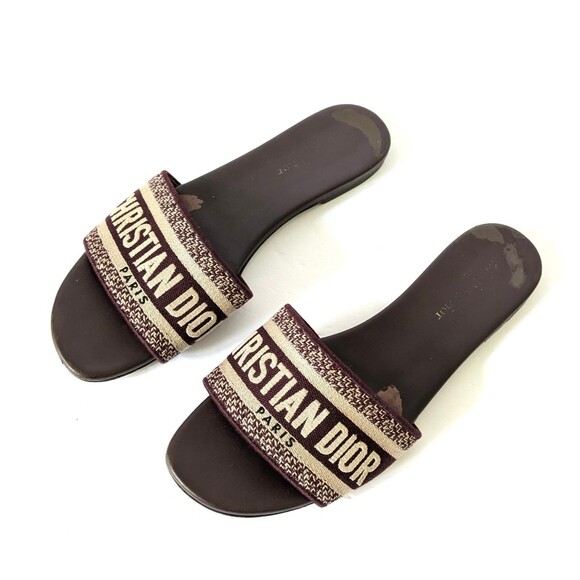 Dior Shoes - Christian Dior Womens Sz 38.5 Dway Slides Sandals Authentic Burgundy Brown READ